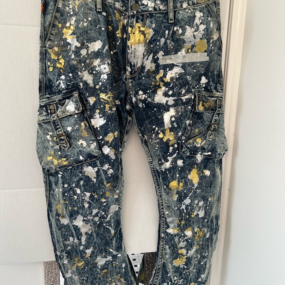 Robin's Jean Blue and Gold Splatter Denim